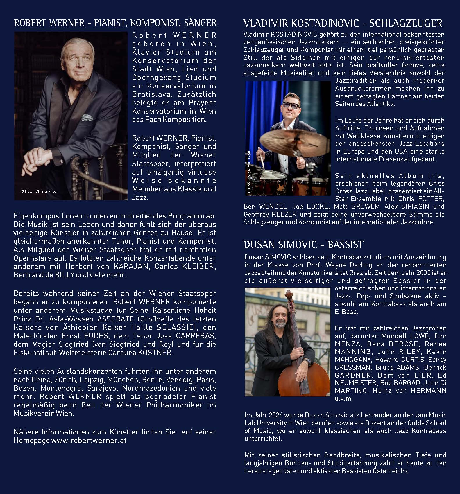 Konzertflyer Classic meets Jazz mit Robert Werner und Band 9.10.2025 im Congress Center Casino Baden beide Seiten_Seite_2